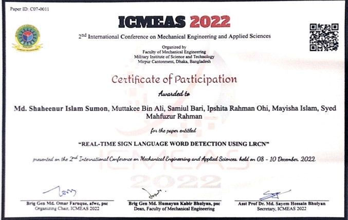 STUDENTSโ PAPER IN ICMEAS-2022
